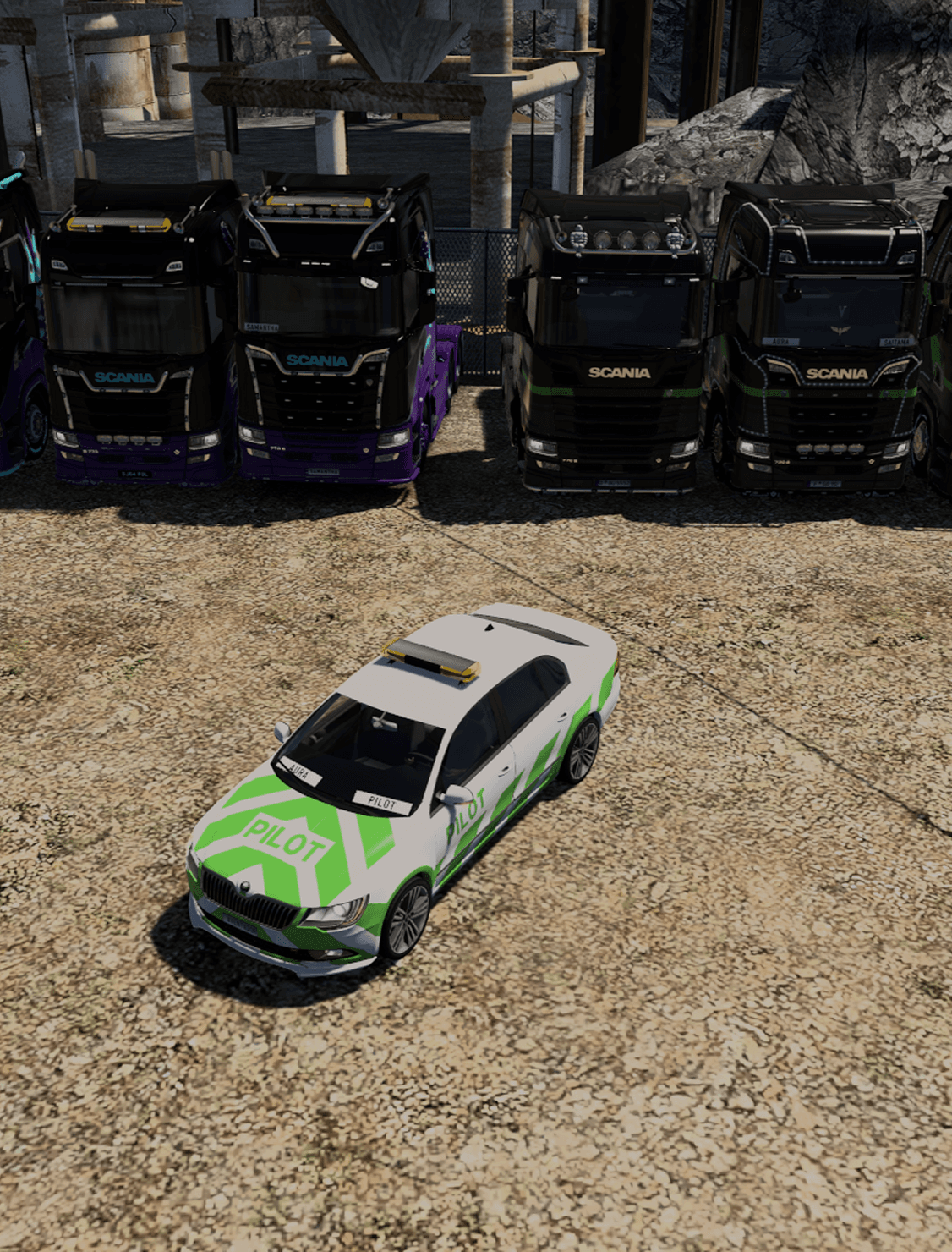 Trucks gathered together at a convoy meetup.